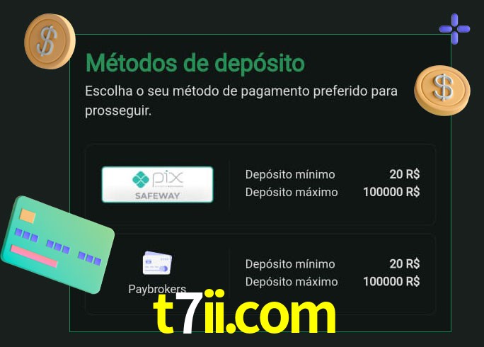 O cassino t7ii.com oferece uma grande variedade de métodos de pagamento